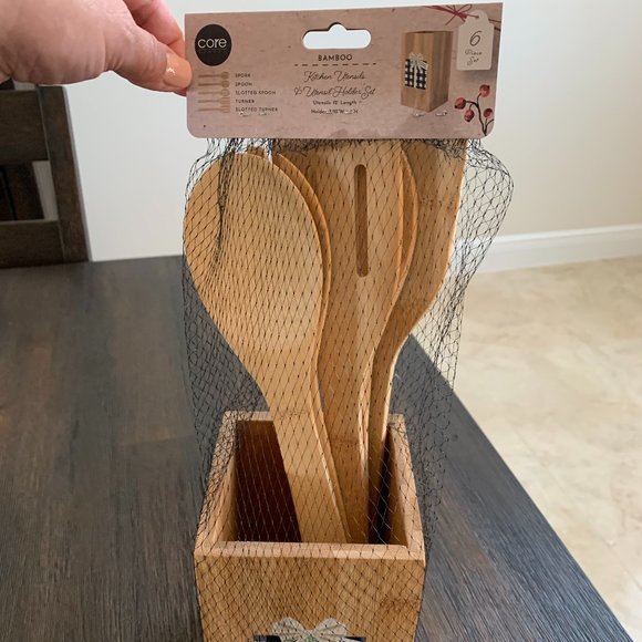 Core Bamboo “Season´s Greetings ” Kitchen Utensil & Holder Set - Picture 2 of 8